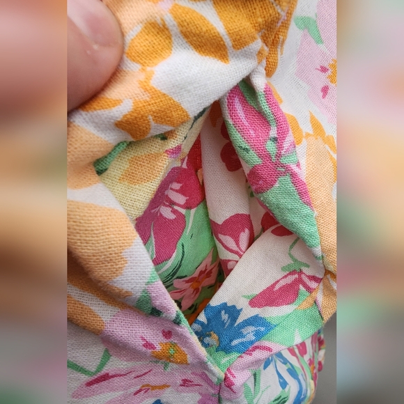 Floral Linen Blend Women's Mini‎ Dress Old Navy Fit & Flare XL Smocked Spaghetti - Picture 8 of 8